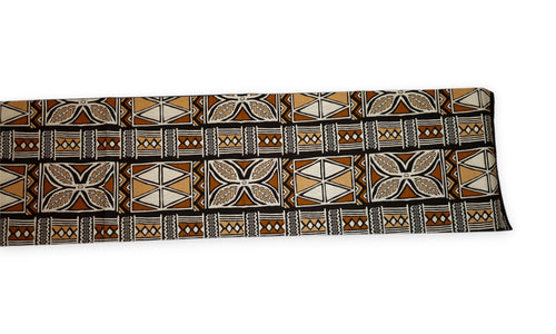 African print fabric - Brown & White Bogolan Symbols - 100% cotton