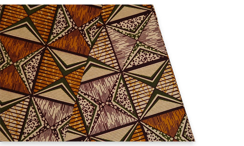 African print fabric - Orange & Olive African Prism - 100% cotton