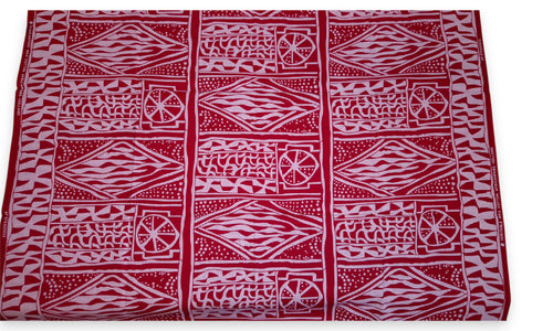 African print fabric - Red Ndop Cameroon - 100% cotton