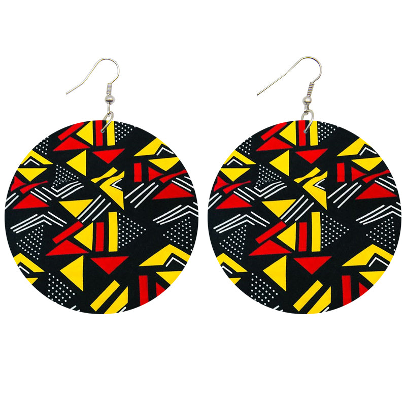 Black / red / yellow mud cloth / bogolan African inspired earrings