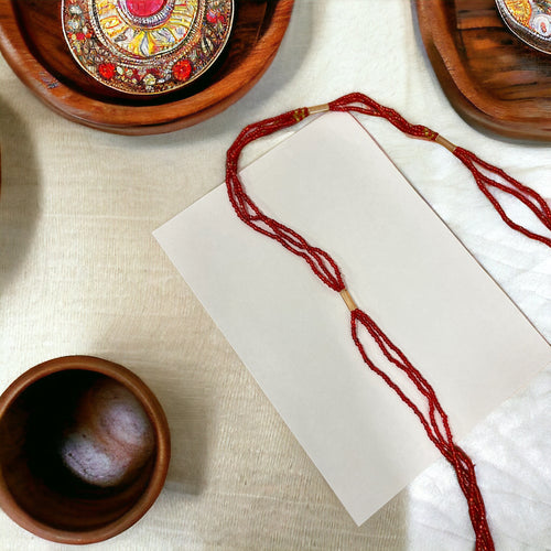 3 in 1 Waist Beads / African Hip Chain - ABENI - RED (elastic)