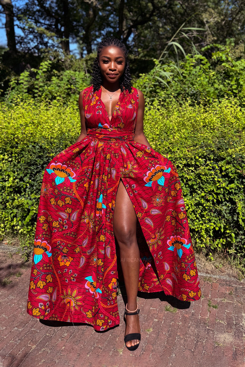 chinese dress ladies JUJU African Print Long Sleeve Maxi Dress