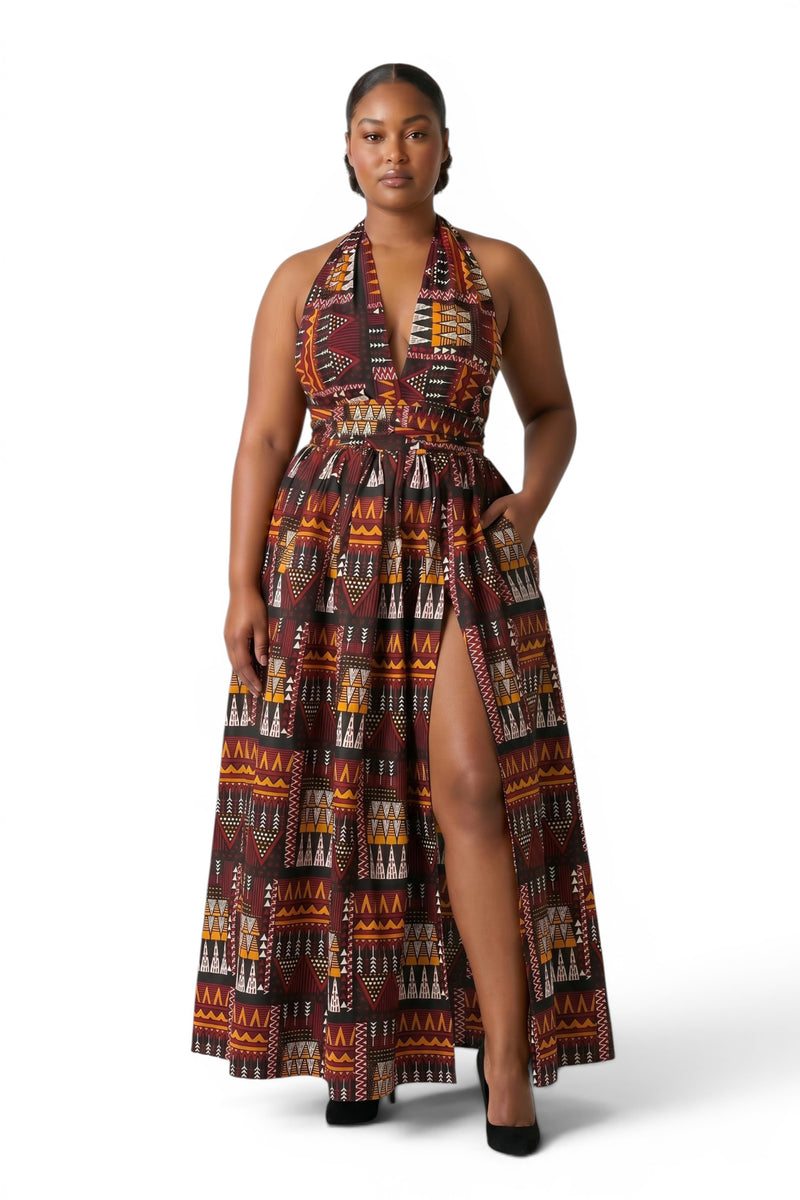 plus size african print maxi dress Infinity Multiway - Adjustable Slit Sparkly Black Sequin Sleeved The Tie Around The atf-oc-04.02.25 My Actual Bust is:70