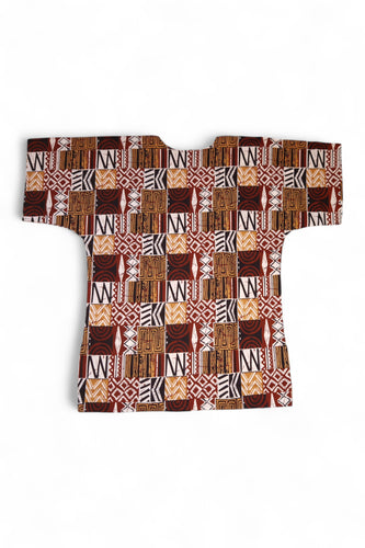 Brown Bogolan Mosaic Dashiki Shirt / Dashiki Dress - African print top - Unisex