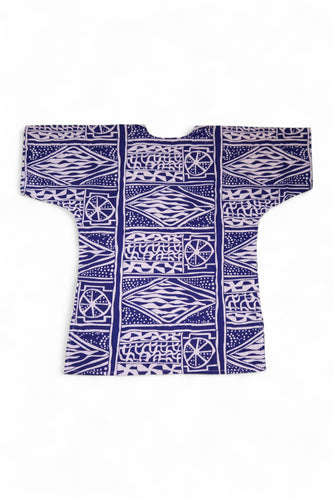 Blue Ndop Cameroon Dashiki Shirt / Dashiki Dress - African print top - Unisex