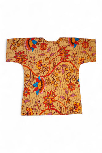 Beige & Orange Botanical Flow Dashiki Shirt / Dashiki Dress - African print top - Unisex