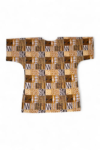 Sand Bogolan Mosaic Dashiki Shirt / Dashiki Dress - African print top - Unisex