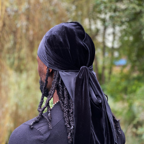 Velvet Durag / Du-rag / Do-rag / Bandana - Unisex - Black