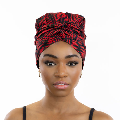 Easy headwrap - Satin lined hair bonnet - Red Effects