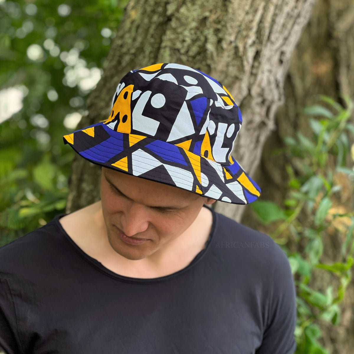 Bucket hat / Fisherman hat with African print - Blue  display picture 3