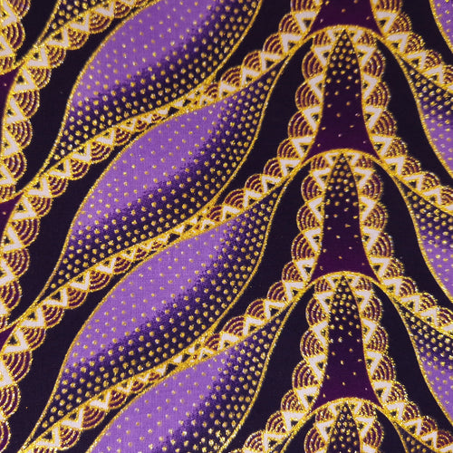 African print fabric - Exclusive Embellished Glitter effects 100% cotton - GL-4025 Purple Gold