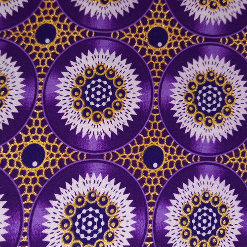 African print fabric - Exclusive Embellished Glitter effects 100% cotton - GL-4033 Purple Gold