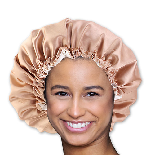 SATIN SET - Protect your hair & skin - Khaki Satin Hair Bonnet + Satin Pillowcase + Scrunchie