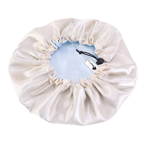 Lightblue Satin Hair Bonnet ( Adjustable & Reversable Satin Night sleep cap )