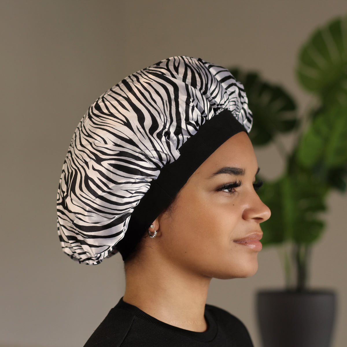 White tiger Satin Hair Bonnet ( Satin Night sleep cap ) – AfricanFabs