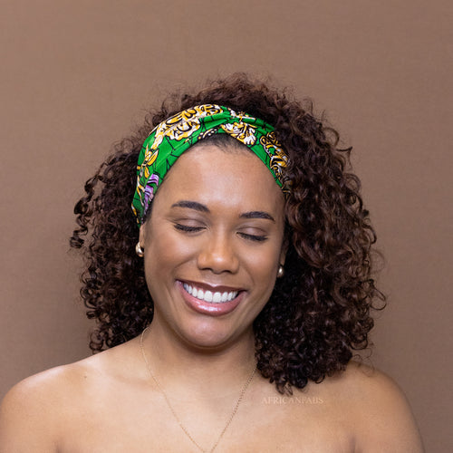 African print Headband - Adults - Hair Accessories - Green Flowers