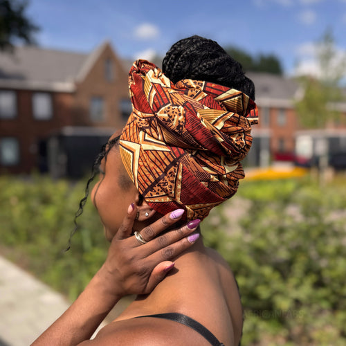 African headwrap - Brown & Beige African Prism