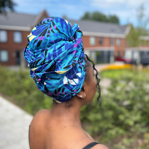 African headwrap - Turquoise Feathers