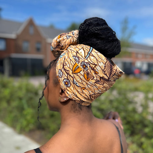 African headwrap - Salmon color Flower stems