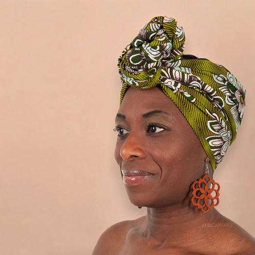 African headwrap - Green flower