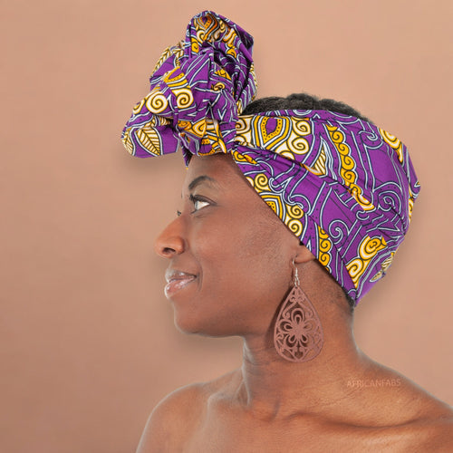 African headwrap - Purple / yellow