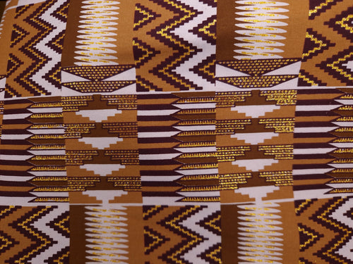 African print fabric - Exclusive Embellished Glitter effects 100% cotton - KT-3104 Kente Gold Purple