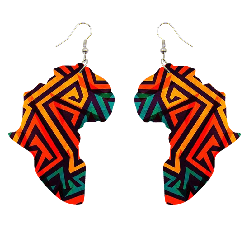 Earring Fab discount - African Kente Print Teardrop and Oval Wrapped Hoops