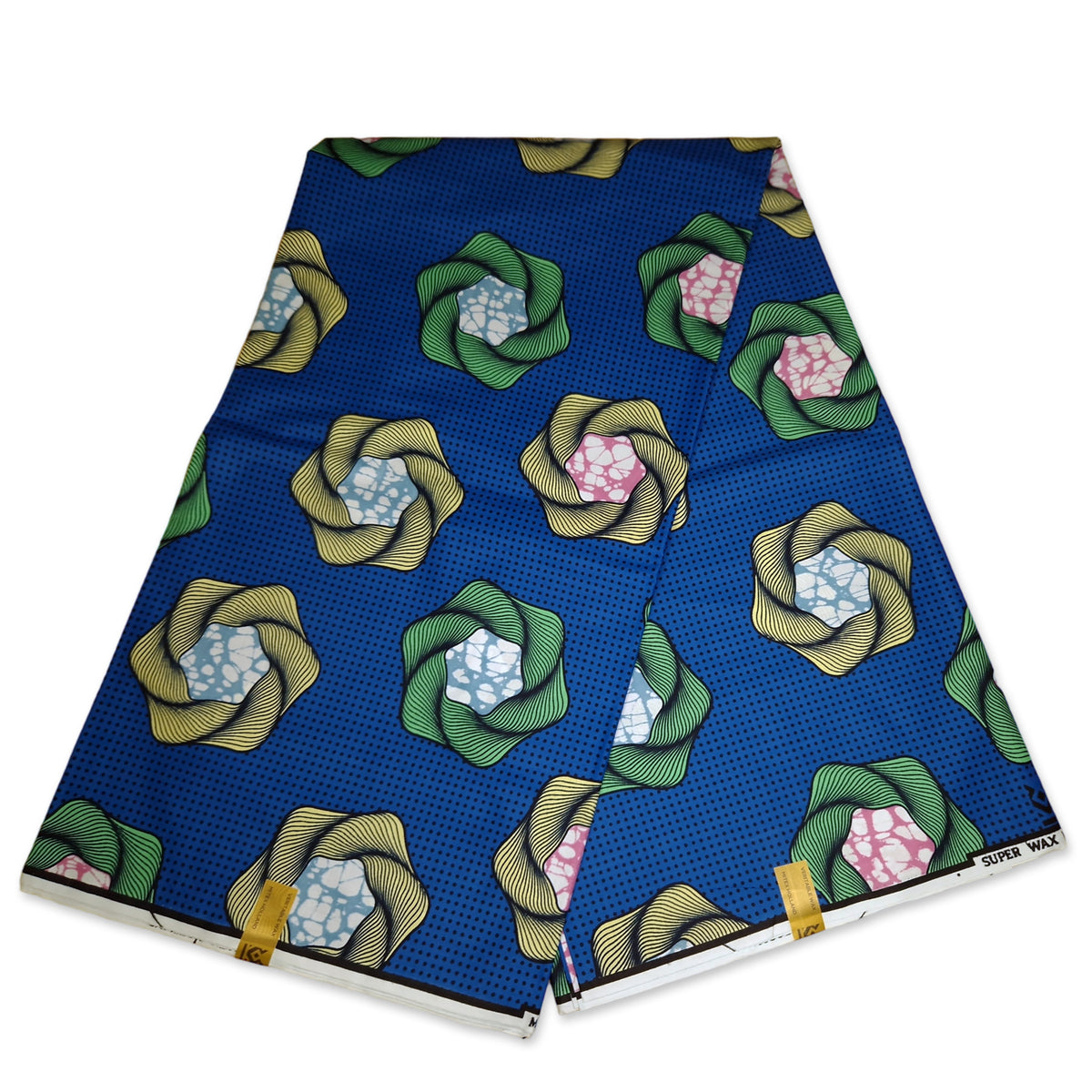 African fabric Super Wax Blue Swirl AfricanFabs