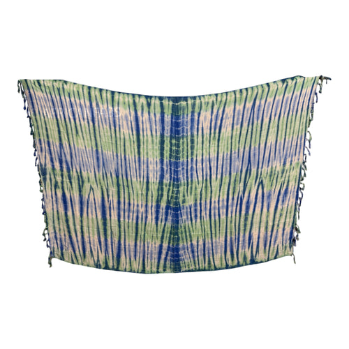 Sarong / pareo - Beachwear wrap skirt - Green / blue tie dye