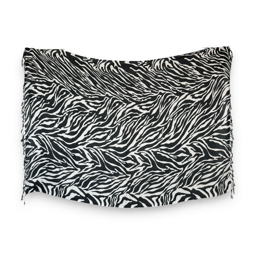 Sarong / pareo - Beachwear wrap skirt - Black / white