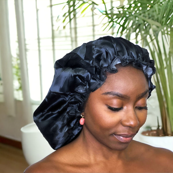 XXL Extra Large Shower cap for braids / dreadlocks / rasta / dreads bathing cap for bath - Black