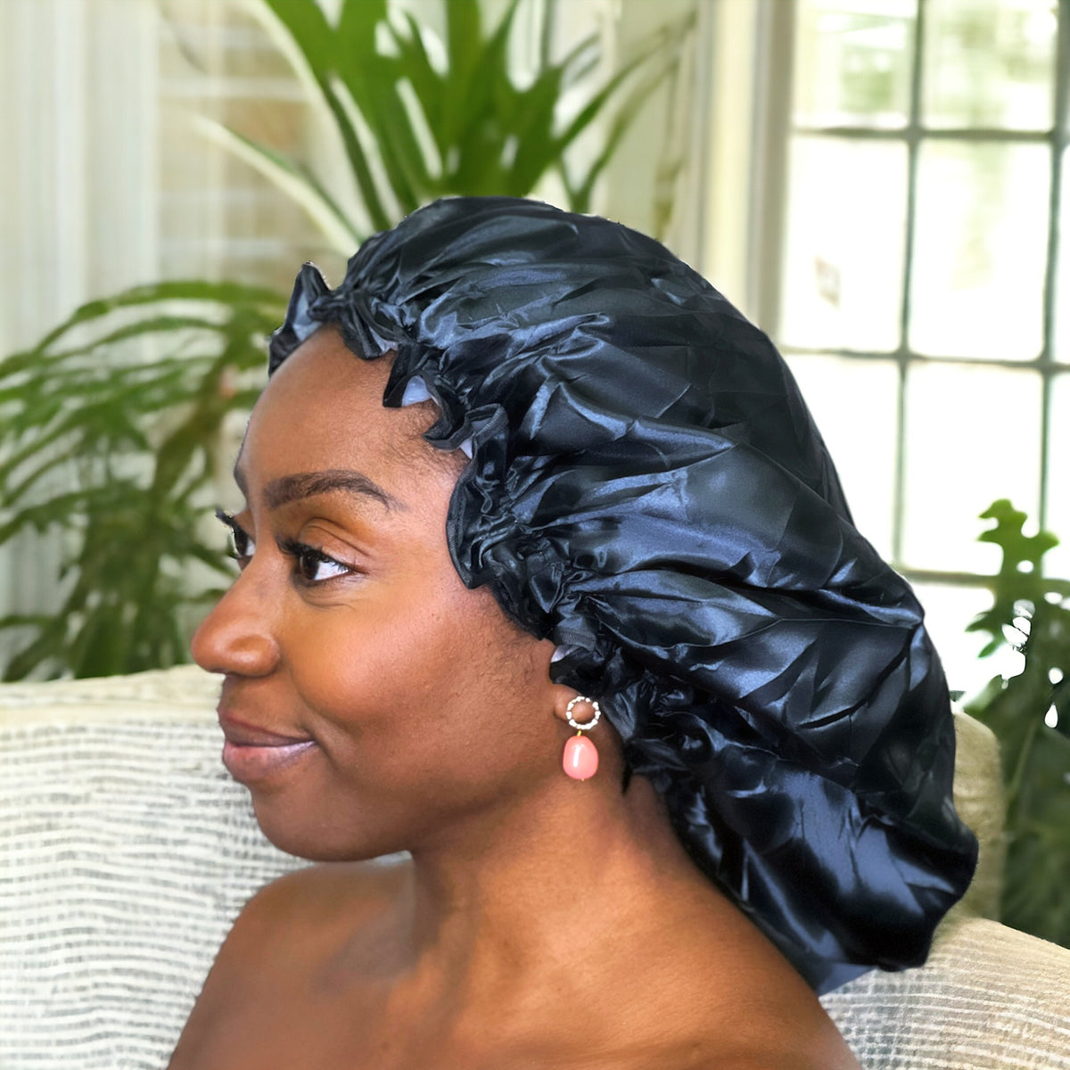 Wearing Hair Bonnet For Dreads Locs Long Adjustable Bonnet