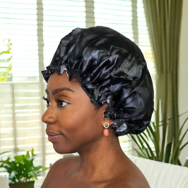 LARGE Shower cap for full hair / curls - Black