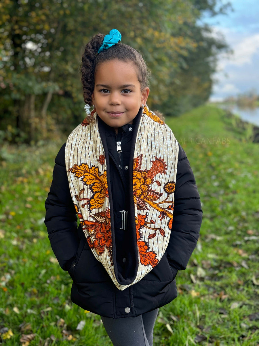 African print Turtleneck Winter scarf for Kids Unisex - Orange