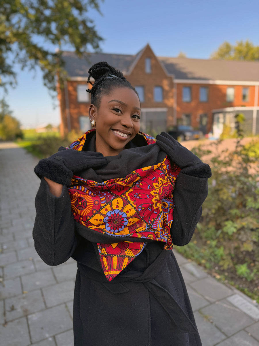 African print Winter scarf for Adults Unisex - Red Mandala
