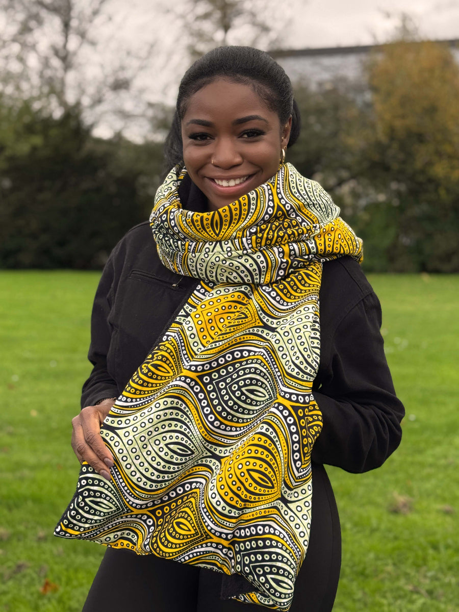 定価2万円　th products Inflated Scarf MONO African print Winter scarf for Adults Unisex - Yellow Waves