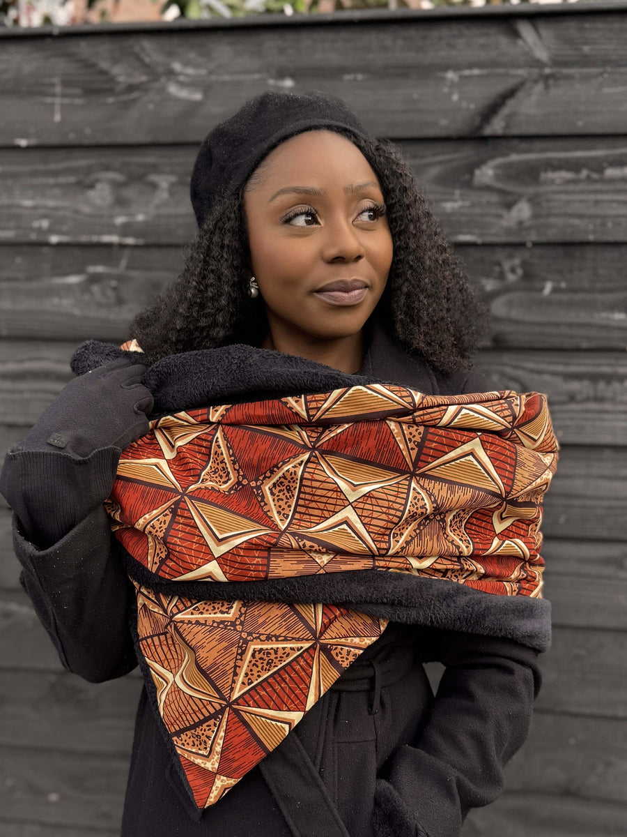 African print Winter scarf for Adults Unisex - Brown Prism