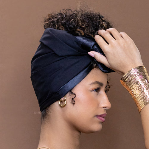 African Satin Lined headwrap / Black