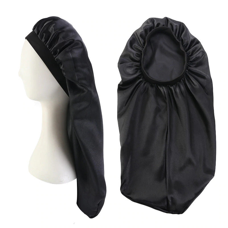 Hair Isle Double Layer Polyester Satin Bonnet with Ties