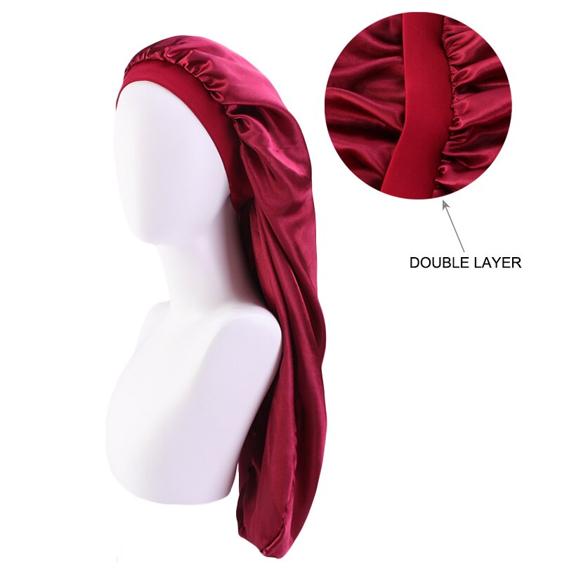 Hair Isle Double Layer Polyester Satin Bonnet with Ties