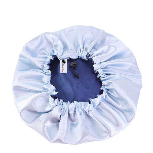 Blue Satin Hair Bonnet ( Adjustable & Reversable Satin Night sleep cap )