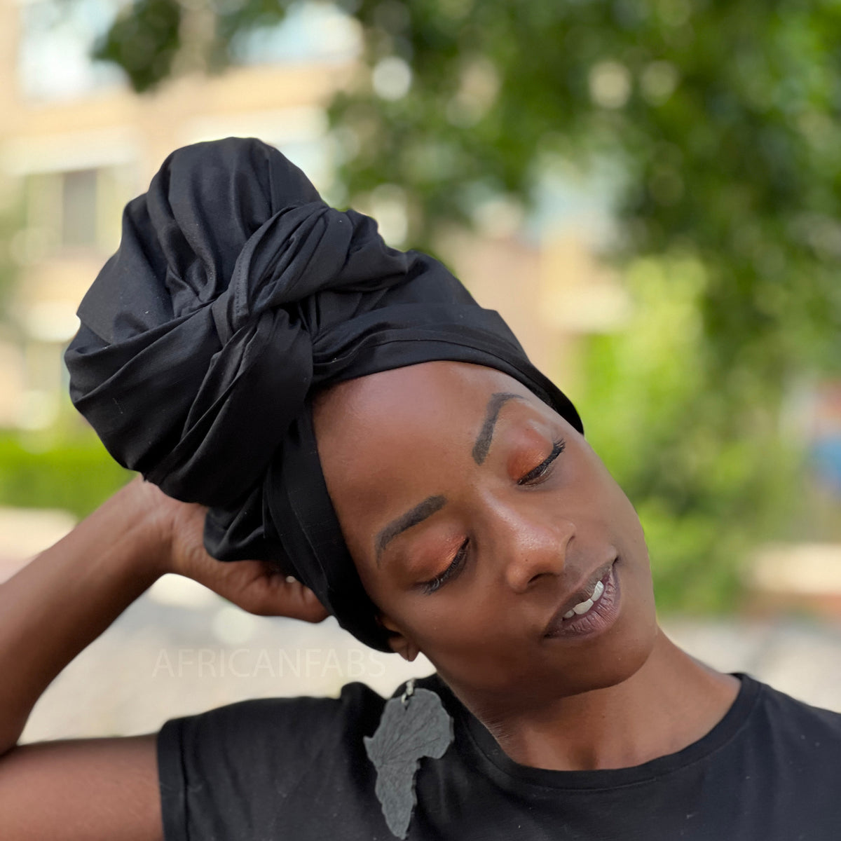 African Headwrap Women Headband Polyester Black Adjustable for Weddings Parties African Headband Set - 8 Pieces Elastic Boho Print Hairband  main image 2