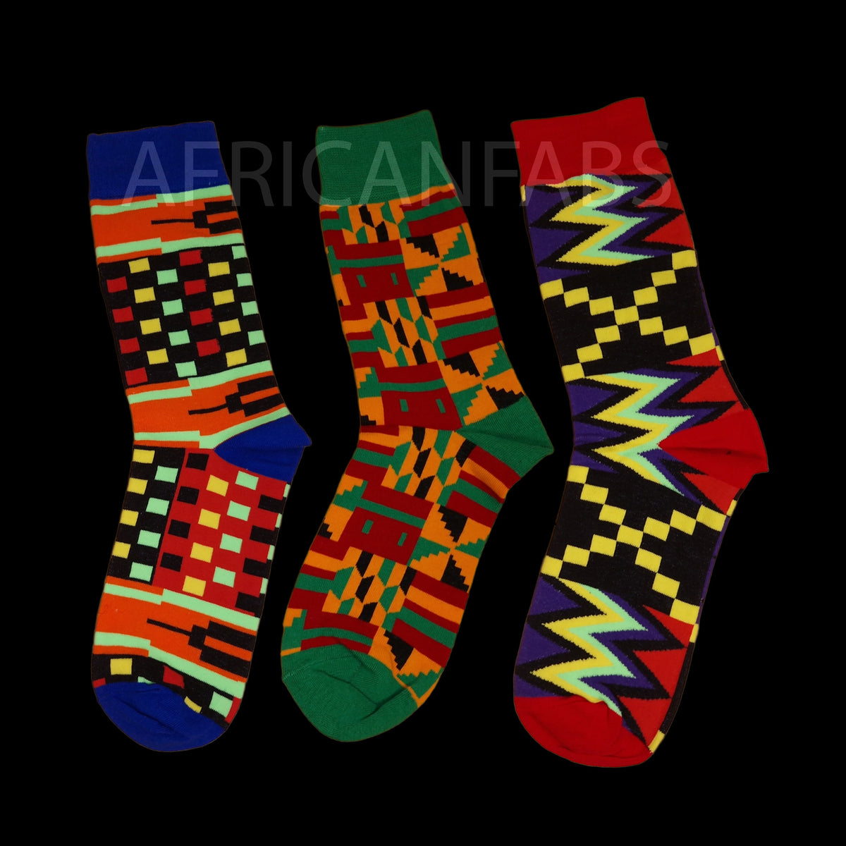 African socks / Afro socks / Set of 3 pairs AfricanFabs