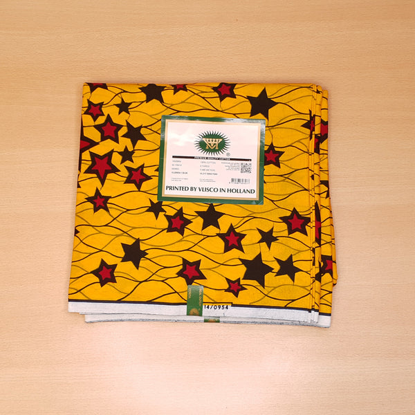 VLISCO Hollandais Wax print fabric - Yellow / Red Stars