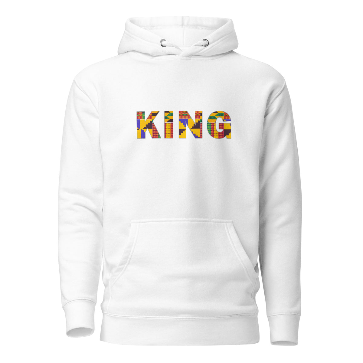 Hoodie Unisex KING in kente print D008 (Hoodie Black or White