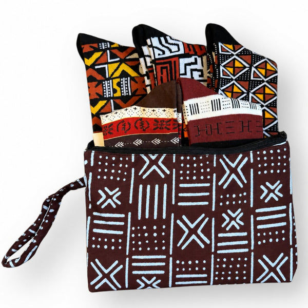 African socks / Afro socks set MENSAH in pouch - Set of 5 pairs