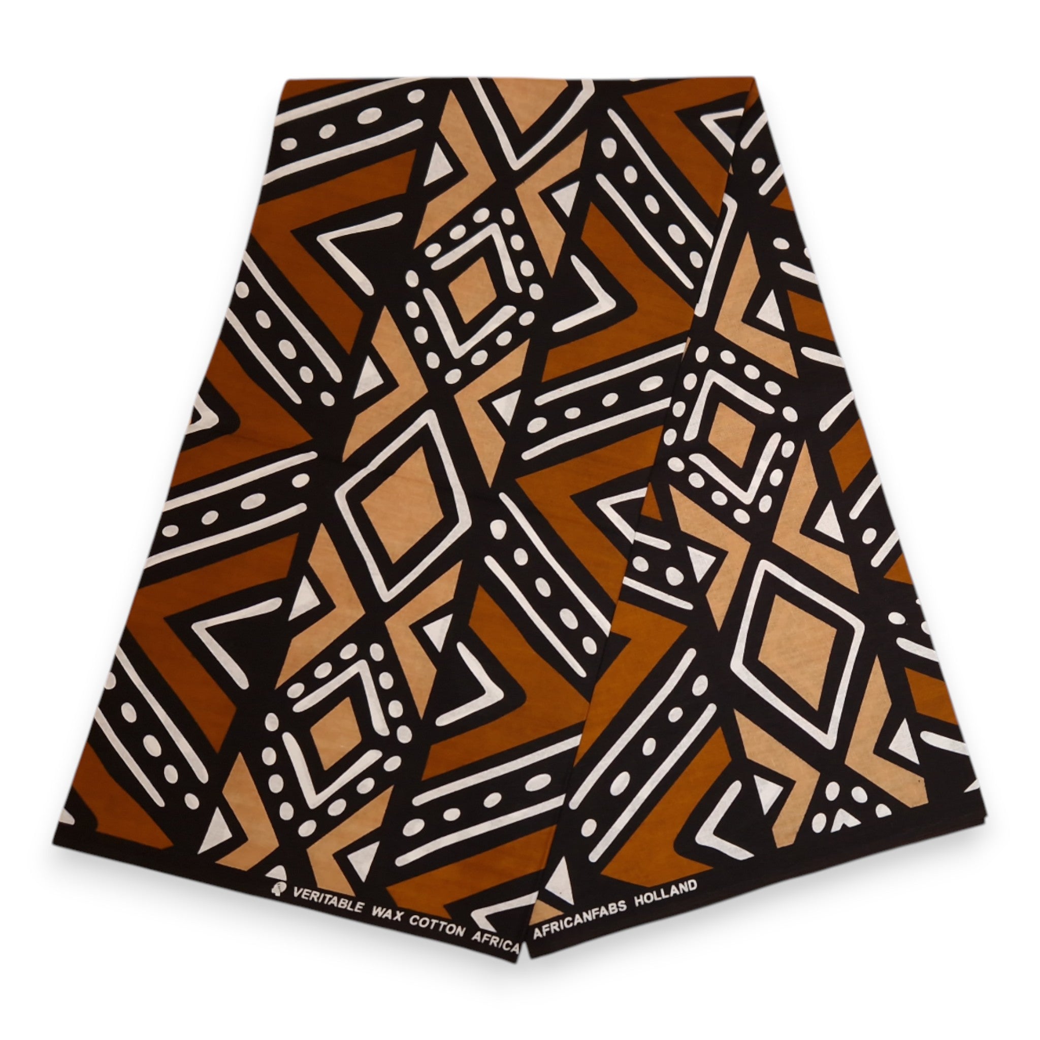African print fabric - Brown & Beige Bogolan - 100% cotton
