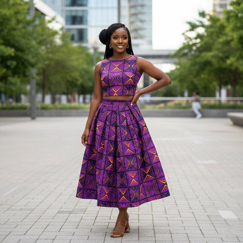 African print fabric - Purple & Yellow African Prism - 100% cotton