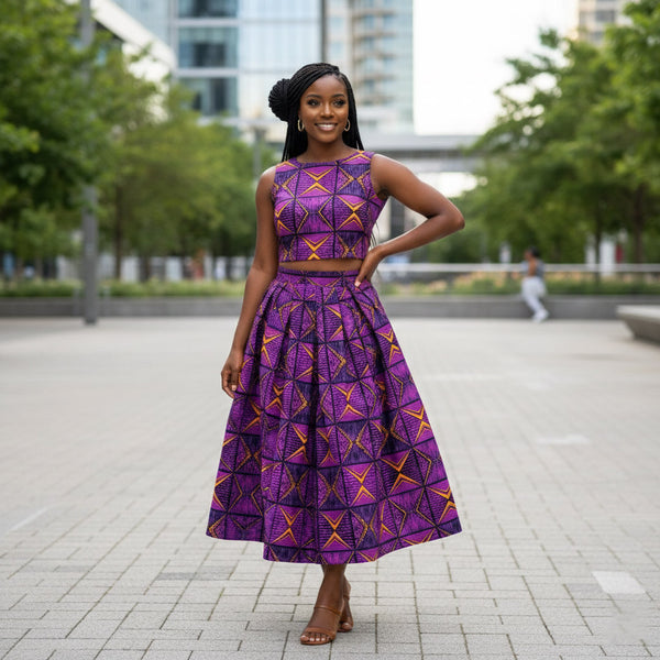 African print fabric - Purple & Yellow African Prism - 100% cotton