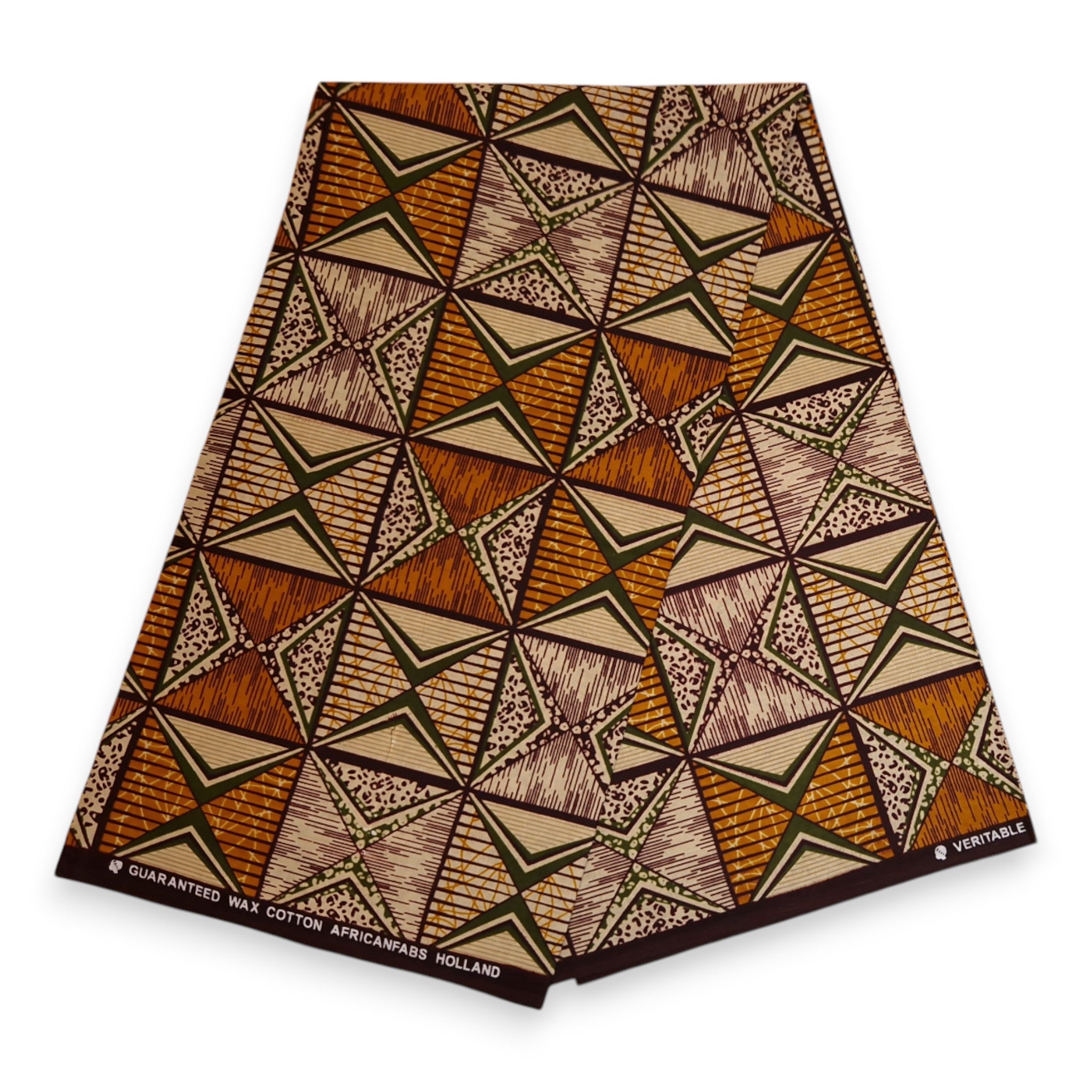 African print fabric - Orange & Olive African Prism - 100% cotton